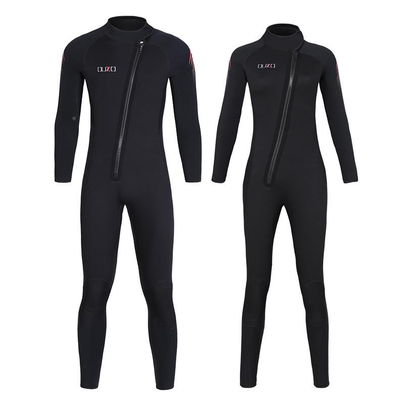 5mm潜水服OUBCM5027-ZO女CR加超弹厚防寒保暖连体冲男浪衣浮潜湿