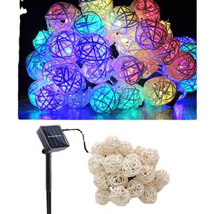 太灯阳能灯串30LD干花球泰国灯OYW串圣诞E日节花园装饰彩藤球串灯