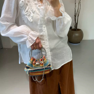 馨菲26夏上新设计感立体花优雅气质显瘦小衫 w863 不含下装