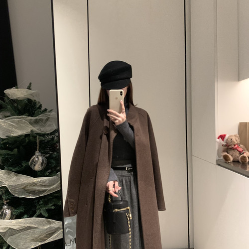 馨菲长款版型巨好显瘦款羊毛外套(配腰绳)（含100澳毛）120308w10