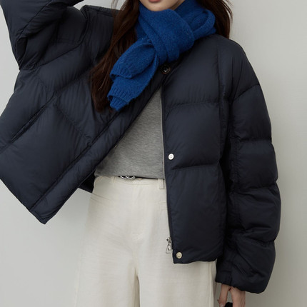 馨菲薄羽绒服无领面包服巨百搭巨保暖保暖羽绒服外套5566YM