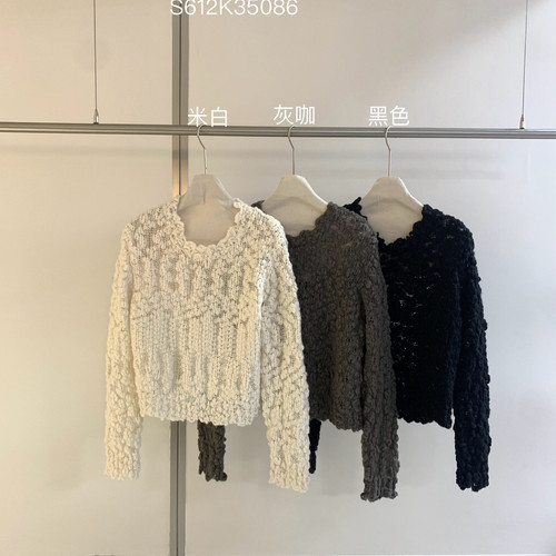 秋上新重工肌理感绵羊毛毛衣针织衫(新45羊毛)S612K35086