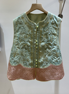 馨26年早春新中式国风复古重工刺绣马甲TDC-090