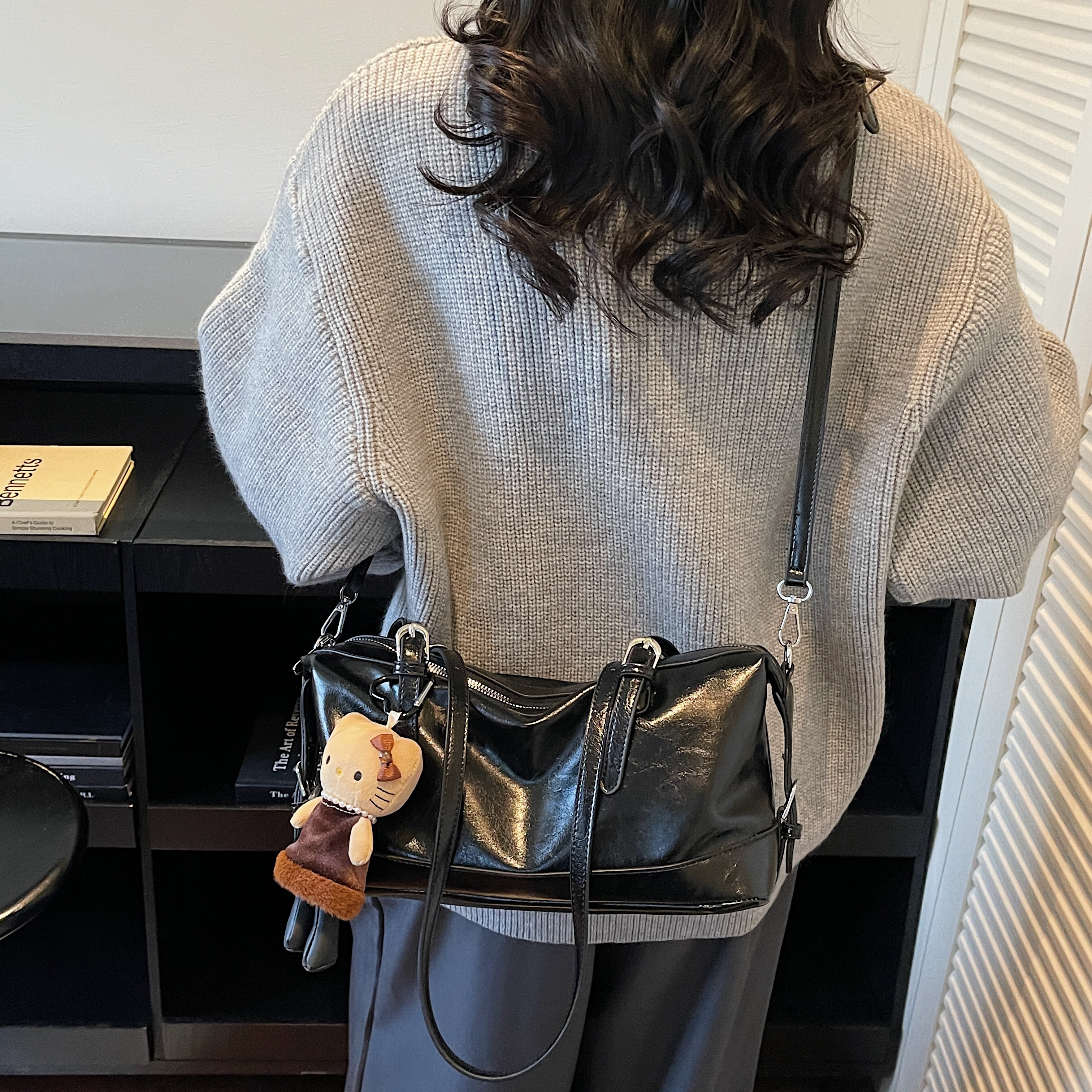 馨菲弛感百搭斜挎包时尚单肩包托特包单肩包(配挂件)206-2586tdd