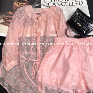 提花植绒衬衫 YS1 休闲短裤 没有包包 DX061 两件套套装 馨菲家式