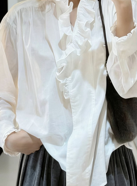 馨26年早春女装时尚洋气气质荷叶边衬衫MLC-2