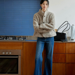 磬菲福利韩系小立领100羊羔毛百搭休闲羊毛外套 YM2503 含100羊毛