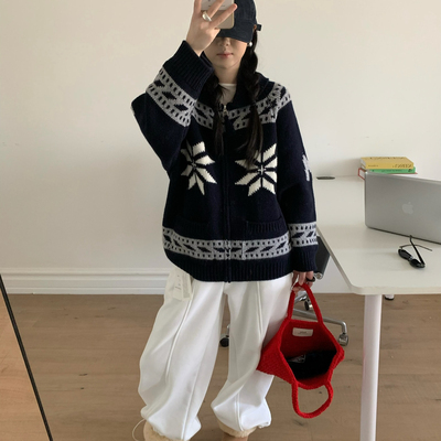 磬菲-尔岛羊毛针织氛围感十足韩系加厚针织衫(含100羊毛)jin755