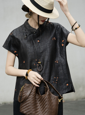 馨菲绣宽松版型藏肉显瘦短袖上衣小衫（含100真丝）YS6-zl-A77391