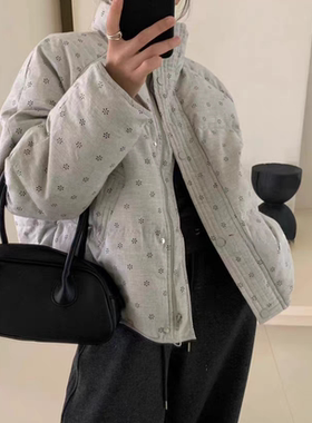 馨菲0绒25新款日系小碎花羽绒服立领加厚面包羽绒服25769