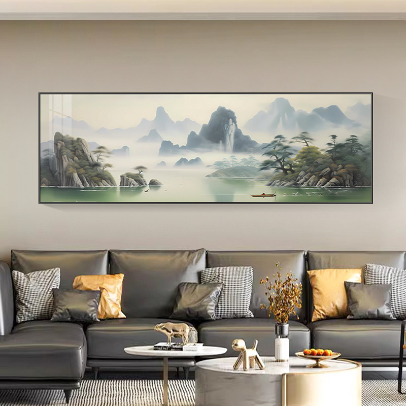 不止于于画画轻舟已过万重山新中式客厅装饰画画大横幅沙发背景墙,家居饰品,现代装饰画,淘宝优惠券,粉丝福利购,淘宝优惠卷