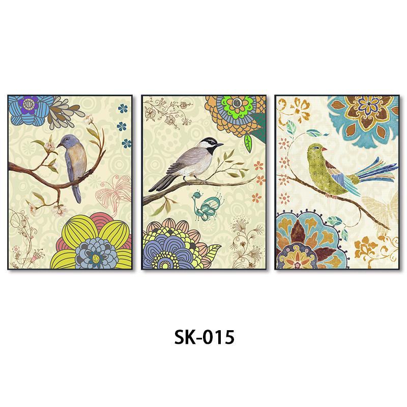 厂家直销孔雀装饰画北欧装饰画家居装饰画创意玄关三联画定制货源