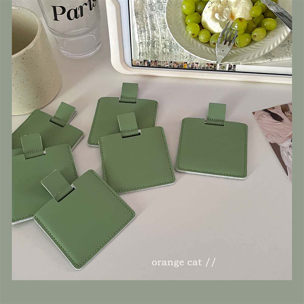 夏日豆沙绿~小巧便携化妆镜不锈钢可爱少女小镜子出门口袋补妆镜