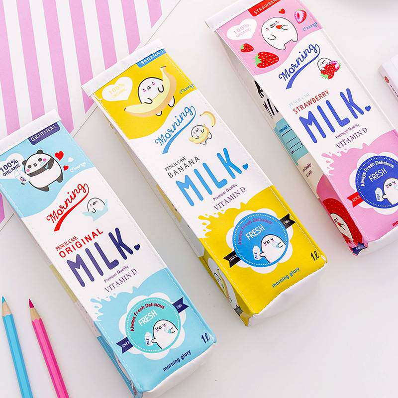 卡通可爱牛奶笔袋大容量文具袋小学生奖励小礼品全班创意文具礼物