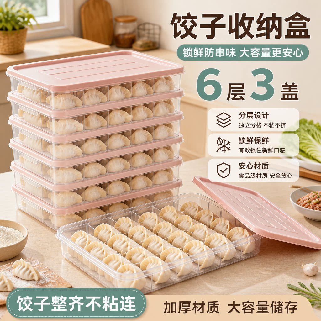 食品级速冻保鲜水饺馄饨收纳盒图片