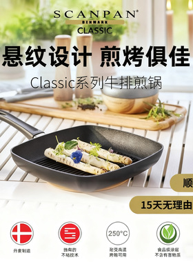 丹麦scanpan进口牛排煎锅平底锅不粘锅家用classic不沾锅具