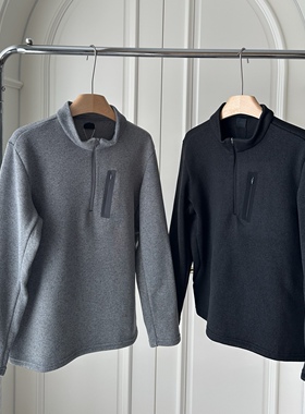 俩颗树男士加绒休闲保暖半拉链卫衣