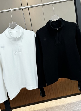 小迪帶刺绣标男士休闲抓绒保暖半拉链卫衣