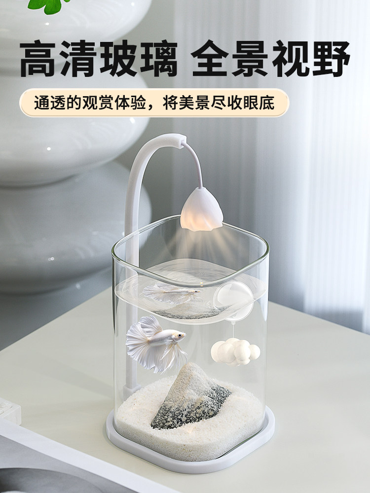 雪山生态斗鱼缸新款2025小型客厅桌面造景摆件创意工位装饰小鱼缸,宠物/宠物食品及用品,桌面缸,淘宝优惠券,粉丝福利购,淘宝优惠卷