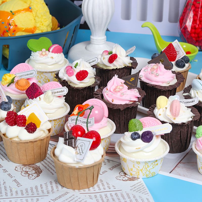 仿真蛋糕模型摆件假纸杯套装 ins食物摄影道具展厅橱窗装饰甜品台