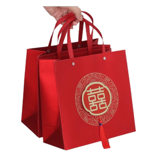 结婚手提袋喜字红色喜糖袋伴手礼袋婚礼喜糖盒大号礼品袋包装盒子
