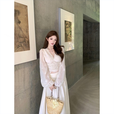 女气质白色雪纺衬衫上衣半身工作