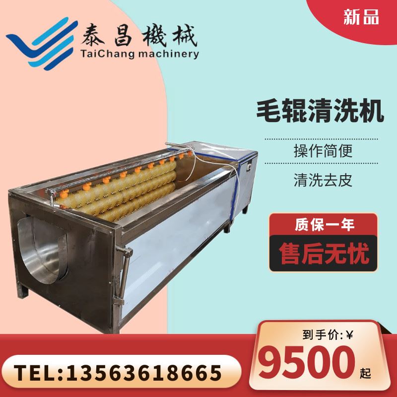 毛辊清洗机毛刷土豆生姜去皮机器橙子马蹄高压喷淋清洗设备