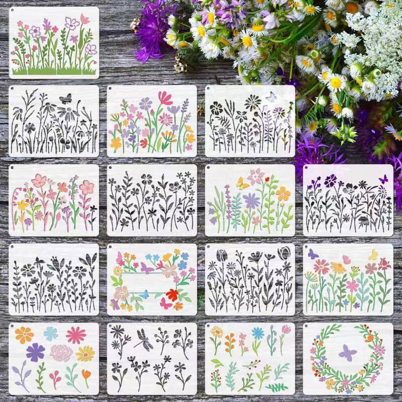 儿童绘画植物花园镂空软尺模板