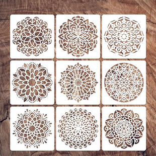 圆形曼陀罗镂空模板手抄报儿童绘画涂鸦diy画画墙绘手帐喷绘软尺