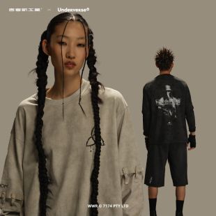 【正版授权】Underverse联名吉考斯工业仿蜡染可拆卸设计长袖T恤