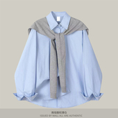 专柜法式 小众简约宽松外套休闲防晒衬衣 女春秋季 复古披肩长袖 衬衫