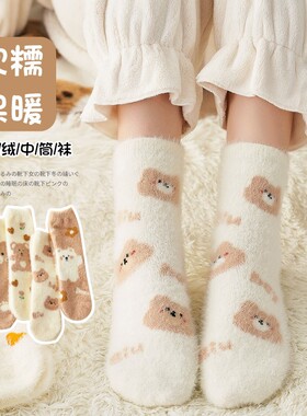 空调袜水貂绒袜子女秋冬季加绒加厚珊瑚绒睡眠月子袜睡觉穿的袜子