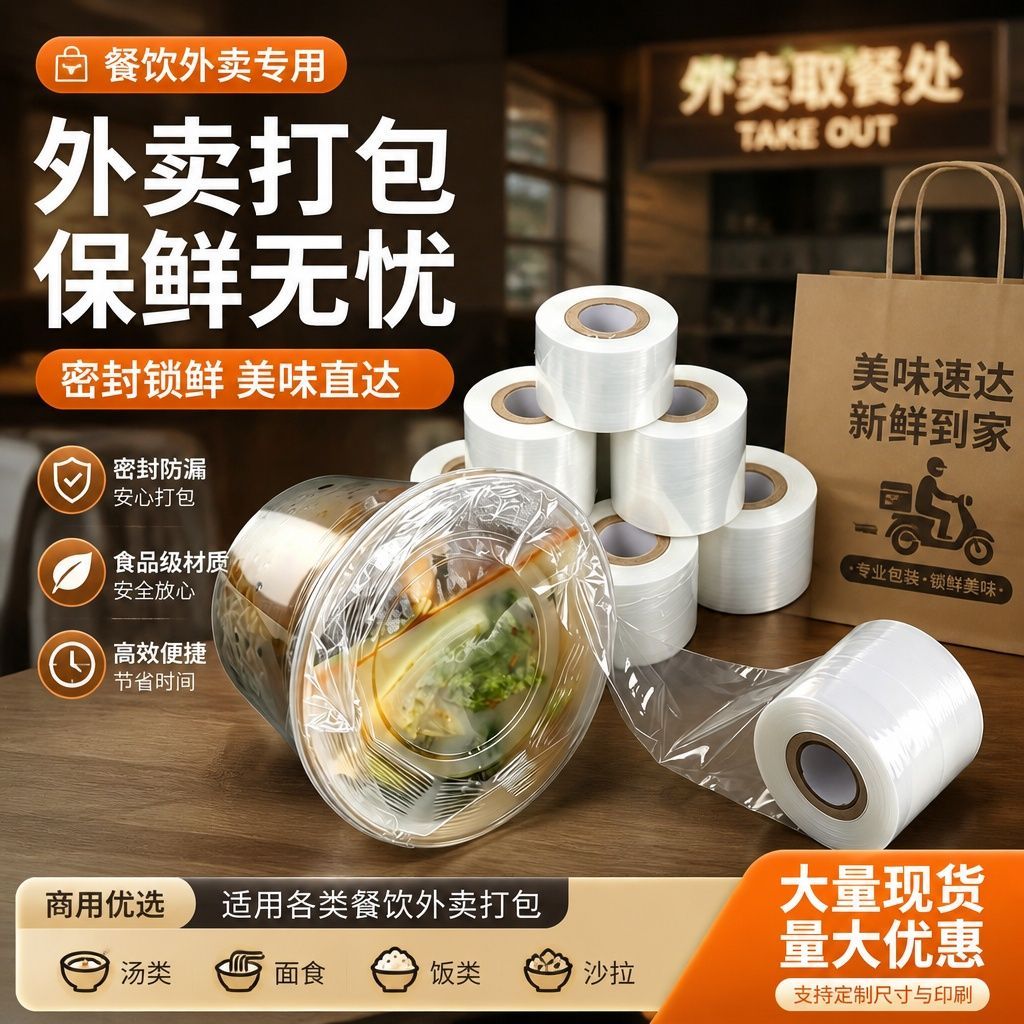 食品级透明外卖防漏封口缠绕膜图片
