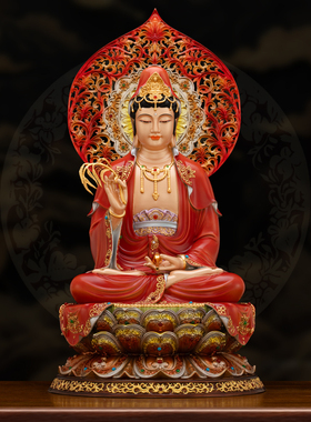 纯铜观音菩萨佛像铜娑婆三圣摆件