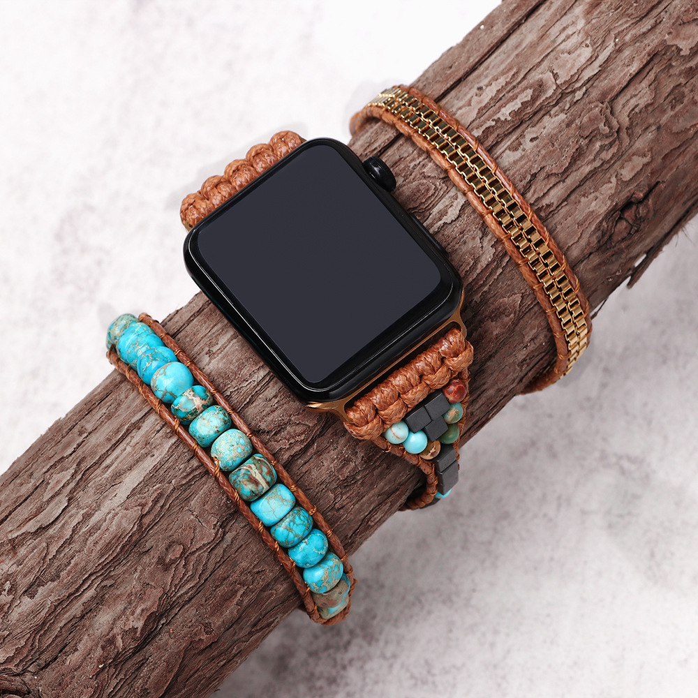 适用于apple watch 8 7 6苹果手表带热销蓝松石复古表带