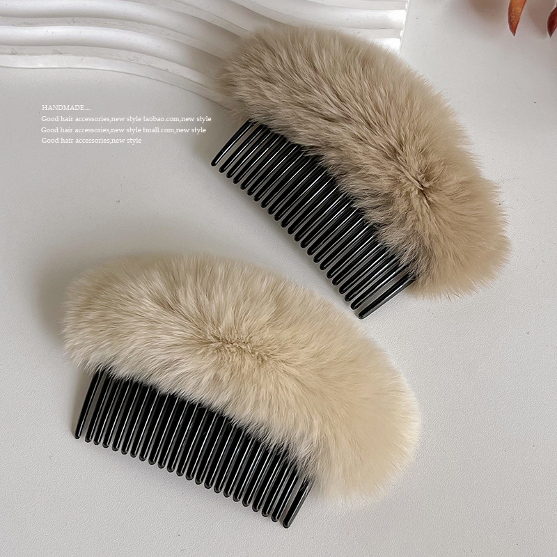 边夹毛绒简约大号插梳