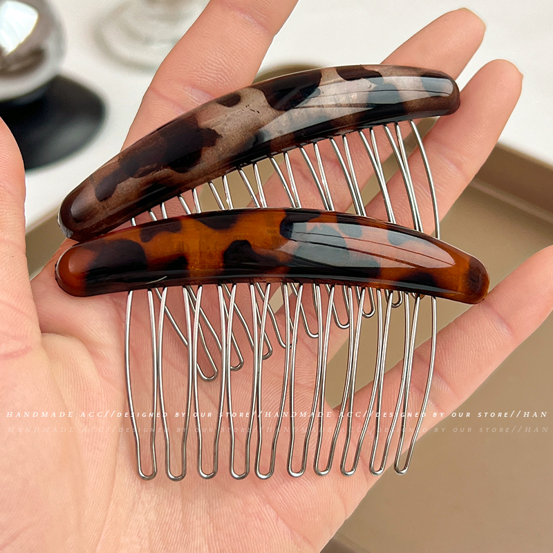 发簪树脂轻奢琥珀色插梳盘发簪子