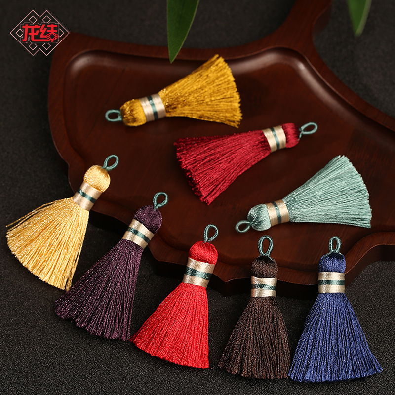 龙结双色小流苏吊穗抱枕编织手工包挂服装辅料冰丝穗子厂家批发