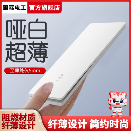 国际电工磨砂白色一开单控单开双联墙壁家用电灯开关暗装插座面板