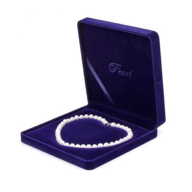 高档绒布心形珍珠项链包装盒珍珠项链盒子礼物盒母亲节送妈妈礼物