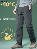 厚棉裤 九分大码 男外穿高腰可脱卸内胆羽绒裤 mrtw新国标鹅绒羽绒裤