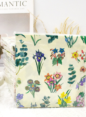 三层加厚彩色餐巾纸印花朵纸巾西餐厅酒店节日婚庆装饰一次性纸巾