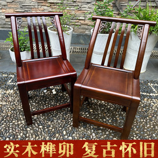 简约现代复古靠背椅松木椅家用手工木椅中古实木椅子饭店餐厅餐馆