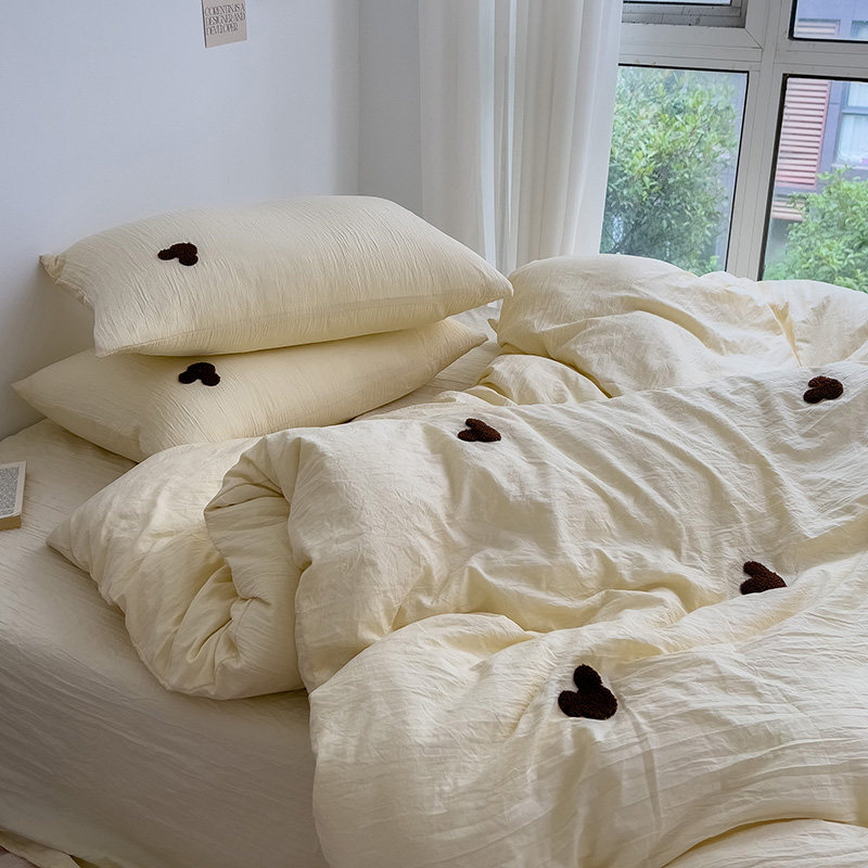 迪士尼米奇床上用品四件套纯色床单被套简约可爱大学生宿舍三件套