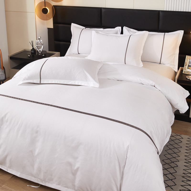 酒店民宿床上用品四件套白色床单被子枕芯七件套床笠宾馆被套五件