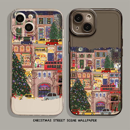 圣诞街景手机壳适用小米17promax新款15ultra圣诞节14pro/13/12/11红米k90k80k70k60k50k40k30/note10/turbo4