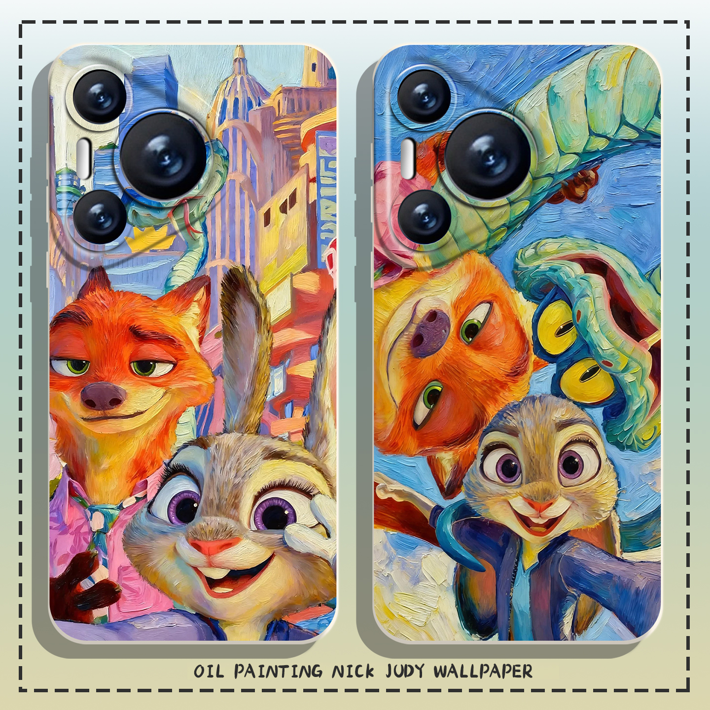 适用华为手机壳油画尼克朱迪