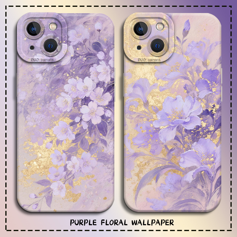 紫色花朵手机壳国风新中式