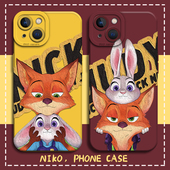 尼克朱迪手机壳适用苹果17promax情侣iPhone16狐狸13mini疯狂动物城15兔子2 11任意机型8plus