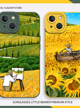 梵高油画手机壳适用opporeno14高级感findx8pro小众13星空12油画11/15/9向日葵7黄色6绿色5/4/s+新款艺术创意